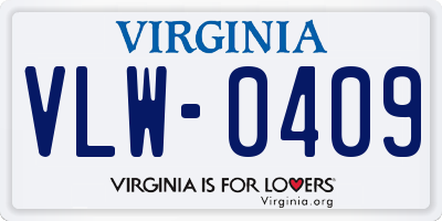 VA license plate VLW0409