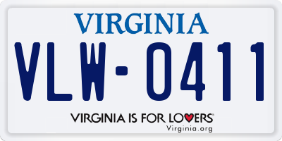 VA license plate VLW0411