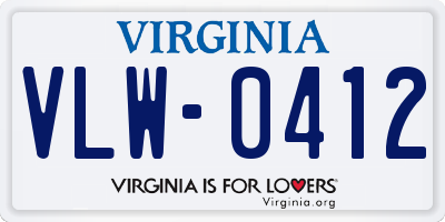 VA license plate VLW0412