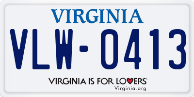 VA license plate VLW0413