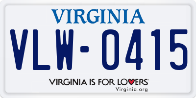 VA license plate VLW0415