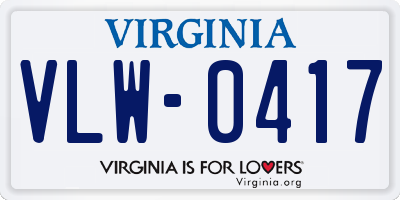 VA license plate VLW0417