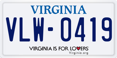 VA license plate VLW0419