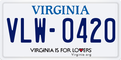 VA license plate VLW0420