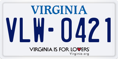 VA license plate VLW0421