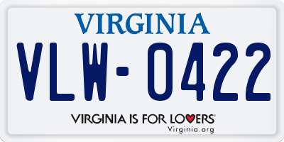 VA license plate VLW0422