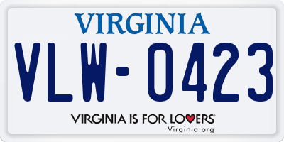 VA license plate VLW0423