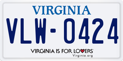 VA license plate VLW0424