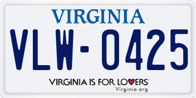 VA license plate VLW0425