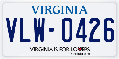 VA license plate VLW0426