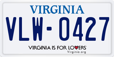 VA license plate VLW0427