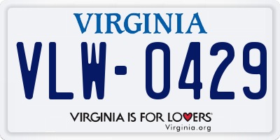 VA license plate VLW0429