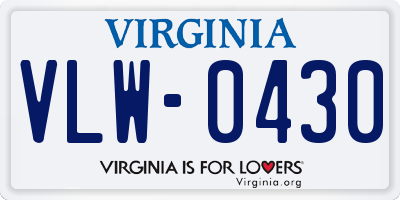 VA license plate VLW0430