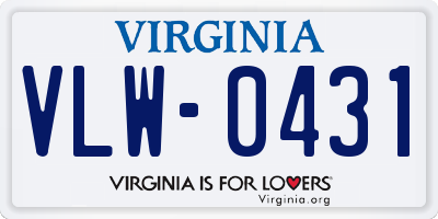 VA license plate VLW0431