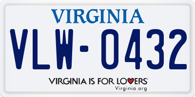 VA license plate VLW0432