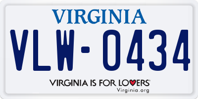 VA license plate VLW0434