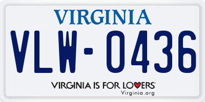 VA license plate VLW0436