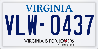 VA license plate VLW0437