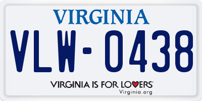 VA license plate VLW0438