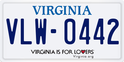 VA license plate VLW0442