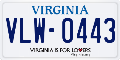 VA license plate VLW0443