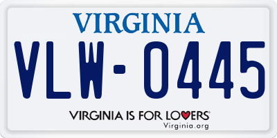 VA license plate VLW0445