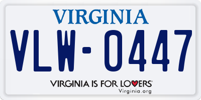 VA license plate VLW0447