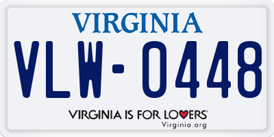 VA license plate VLW0448