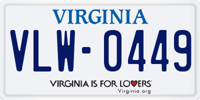 VA license plate VLW0449