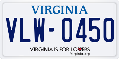 VA license plate VLW0450