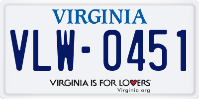 VA license plate VLW0451