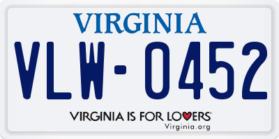 VA license plate VLW0452