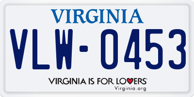 VA license plate VLW0453