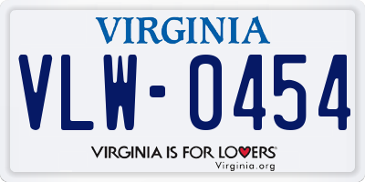 VA license plate VLW0454