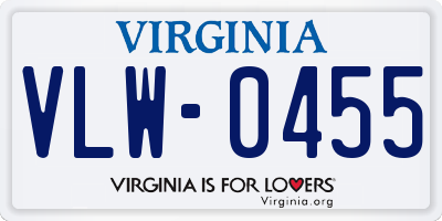 VA license plate VLW0455