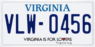 VA license plate VLW0456