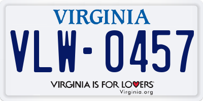 VA license plate VLW0457