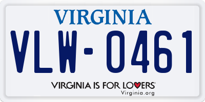 VA license plate VLW0461