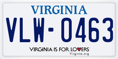 VA license plate VLW0463