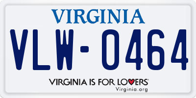 VA license plate VLW0464