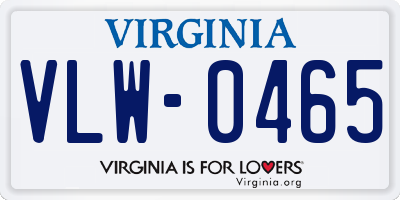 VA license plate VLW0465