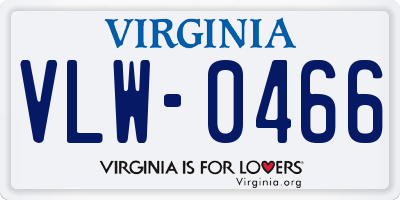 VA license plate VLW0466