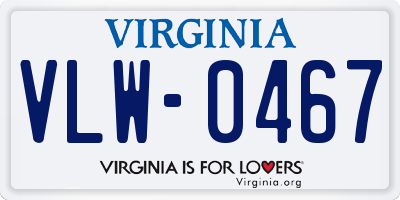 VA license plate VLW0467