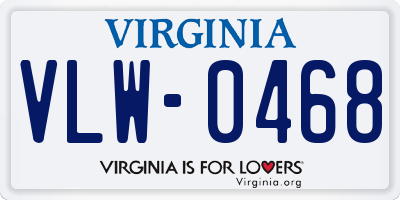 VA license plate VLW0468