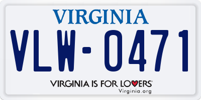 VA license plate VLW0471