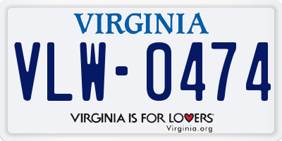 VA license plate VLW0474