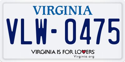 VA license plate VLW0475