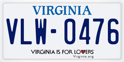 VA license plate VLW0476