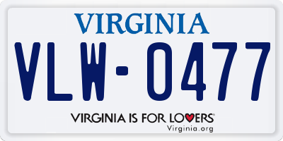 VA license plate VLW0477