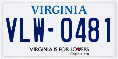 VA license plate VLW0481